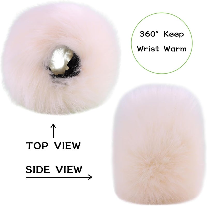 Peecabe Winter Women Fuzzy Arm Warmers Girls Faux Fur Short Wrist Cuffs Fluffy Soft Wrist Cover Ankle Warmer - Image 5